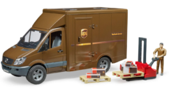 Zabawka Mercedes Sprinter UPS z kierowcą i wózkiem