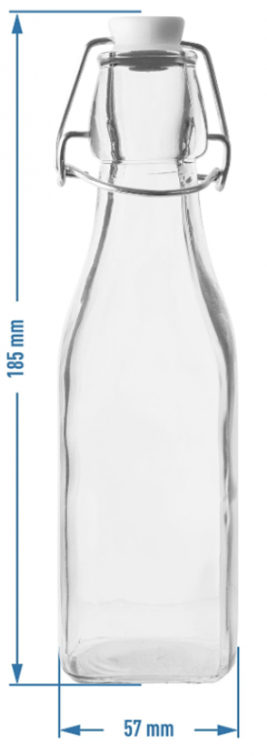 Butelka 250ml. z hermetycznym zamknięciem kwadrat