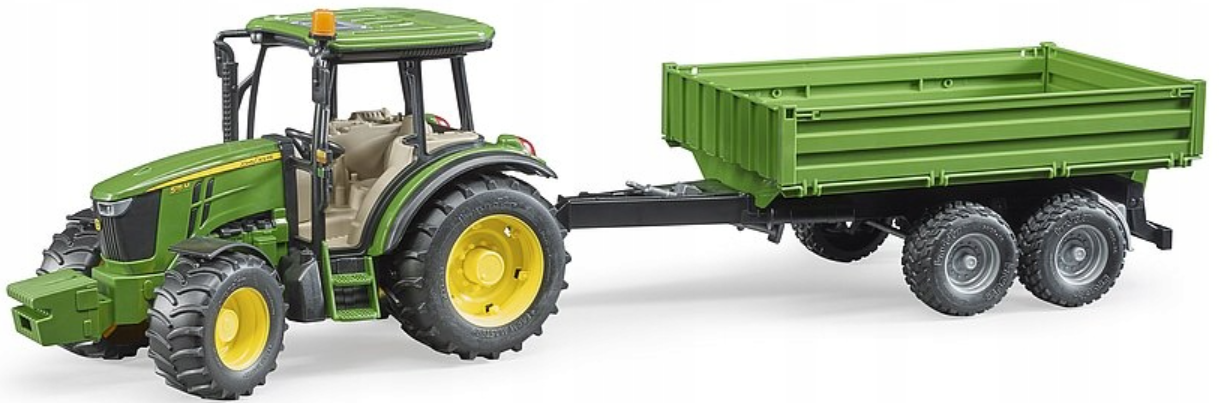 Zabawka traktor John Deere 5115M z przyczepą