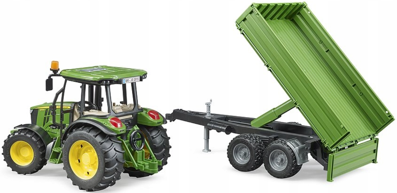 Zabawka traktor John Deere 5115M z przyczepą - obrazek 2