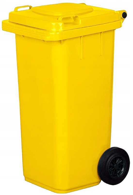Pojemnik plastikowy na śmieci 120l. żółty