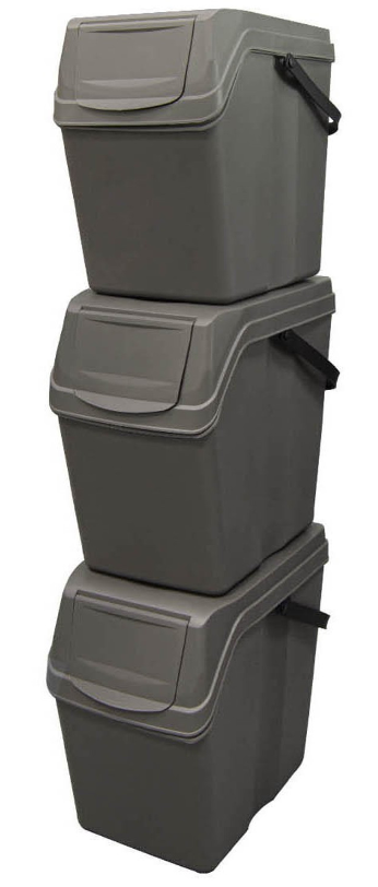 Kosze do segregacji 25l. 40*24*50 uch 3 szt. szare