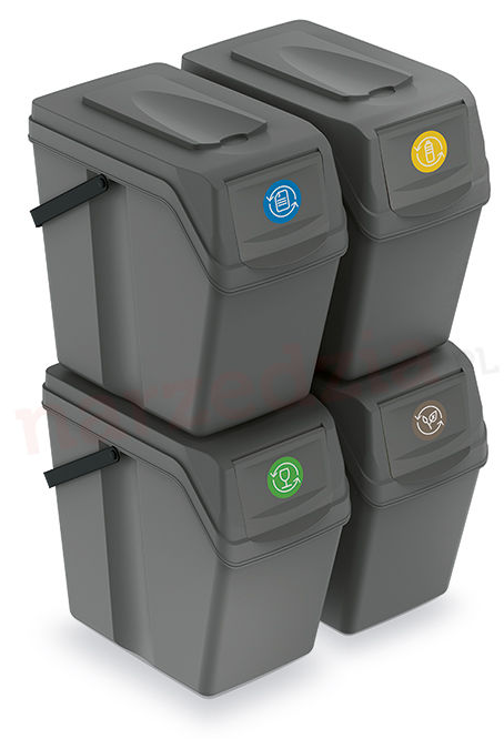 Kosze do segregacji 25l. 40*24*50 uch 4 szt. szare