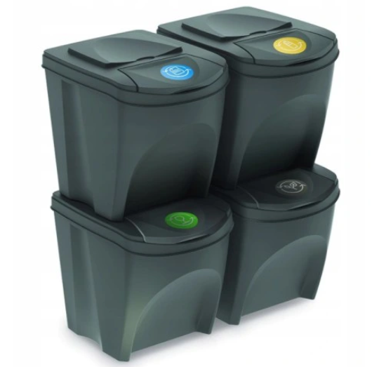 Kosze do segregacji 25l. 39*29*46 4 szt. szare