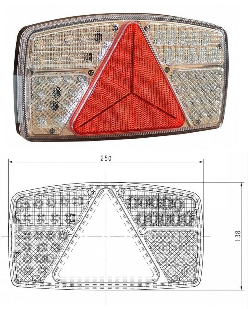 Lampa tylna zespolona LEDx53 z trójkątem lw.