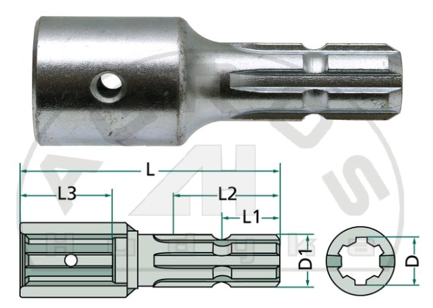 Redukcja PTO 1 1/8" 6-fr.wew. 1 3/8" 6-fr.zew