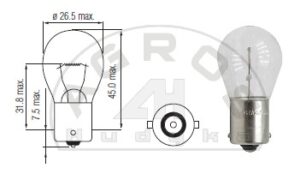 Żarówka 12V 15W BA15d 25*47