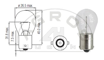 Żarówka 12V 15W BA15d 25*47