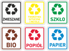Zestaw naklejek na kosze do segregacji 6 sztuk