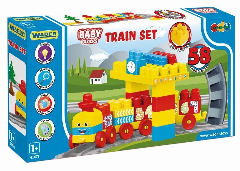 Zabawka kolejka Baby Blocks 2,24m/58el. /Wader/ XX