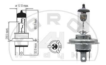 Żarówka H-4 12V 60/55W P43t Long Life HD