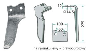 Ząb brony aktywnej RH-67-L Howard lw.=prawoobrotow