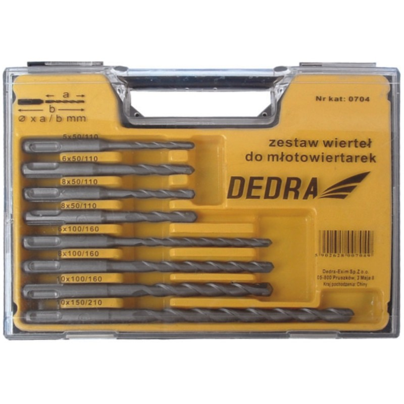 Kpl. wierteł SDS+ 6-10mm. 8 sztuk Dedra