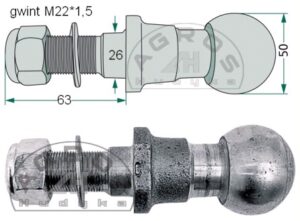 Sworzeń kulisty K50 M22*1,5