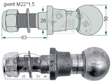 Sworzeń kulisty K50 M22*1,5