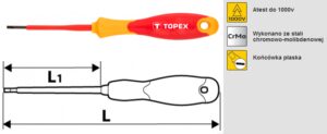 Wkrętak płaski 1000V 3,0*100mm. Topex