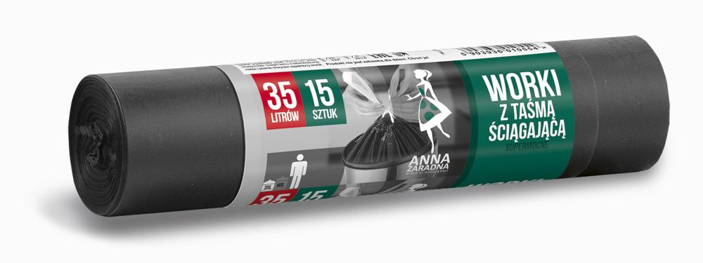 Worki na odpady 35l. z taśmą supermocny (15szt.)