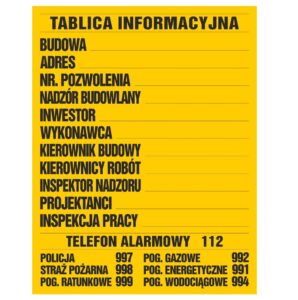 Tablica informacyjna budowlana 90*70