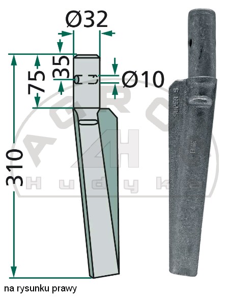 Ząb brony aktywnej RH-35-L lw.