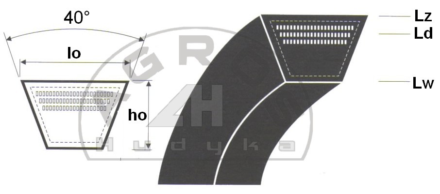 Pas klinowy A1250 żółty